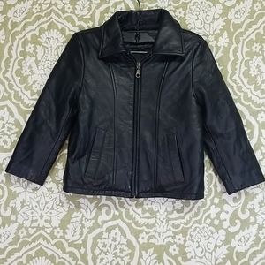 Kids Unisex Sz M 4/5 Black Leather Jacket